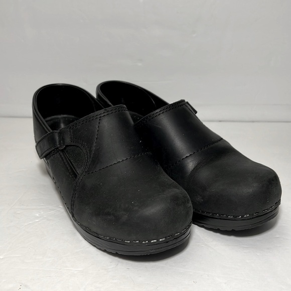 Dansko Black Leather Moto Clogs Size 37 US 6.5 - 7 - Picture 1 of 10